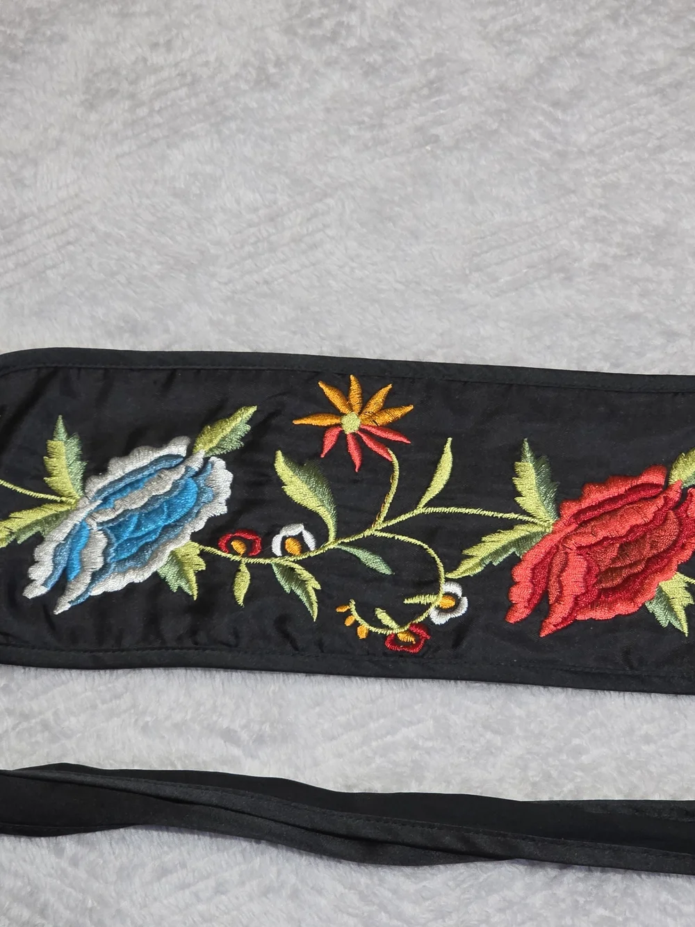 HTF Johnny Was Silk Embroidered Obi Wrap Belt Floral Tassel Sash